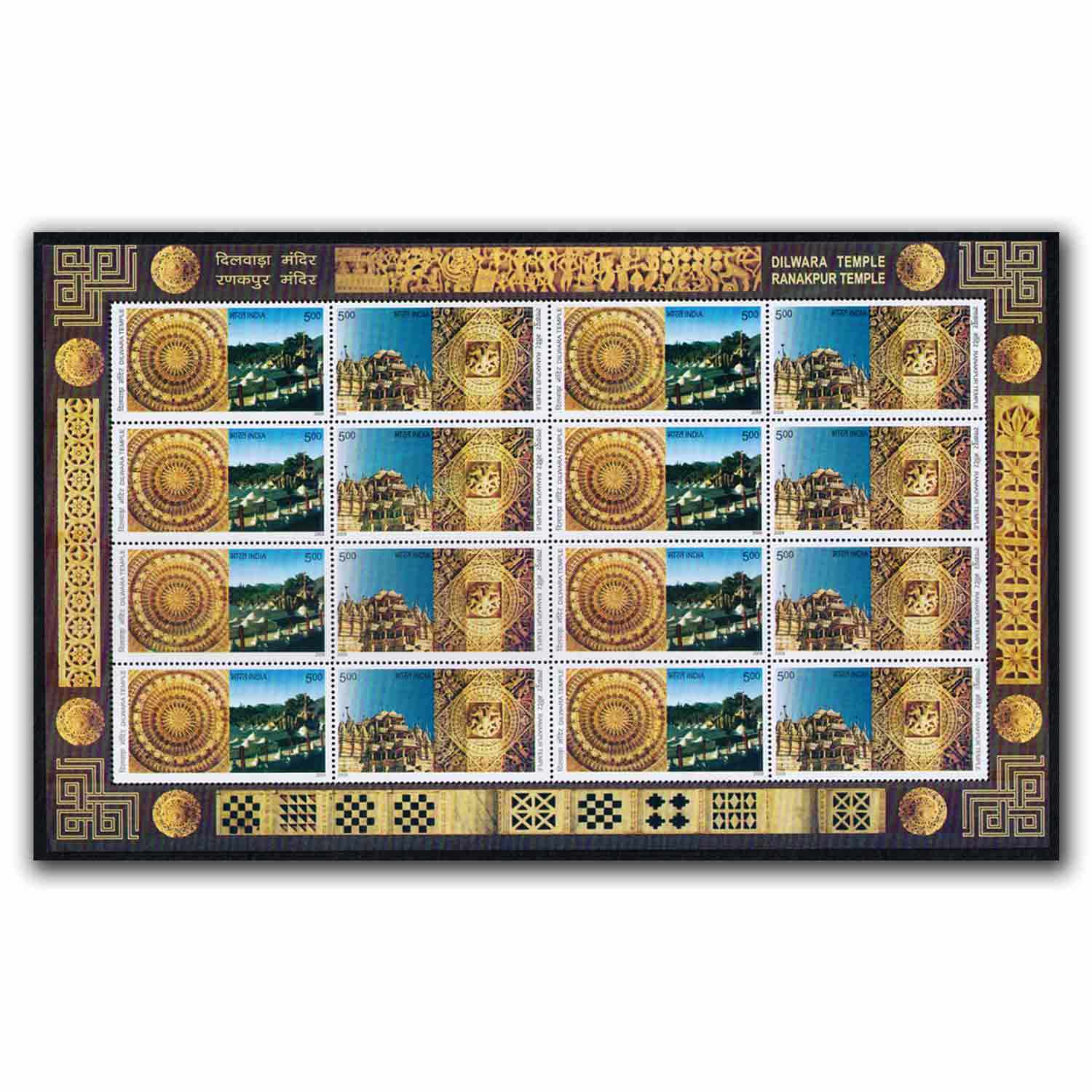 2009-heritage-jain-temples-dilwara-temple-and-ranakpur-temple-stamp-sheetlet